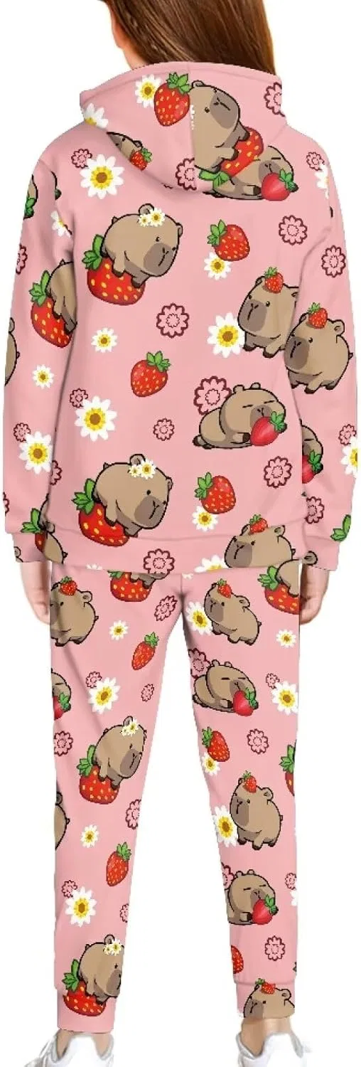 Детский спортивный костюм с капюшоном и штанами, Pensura, 2 предмета, Strawberry Capybara — фото 2