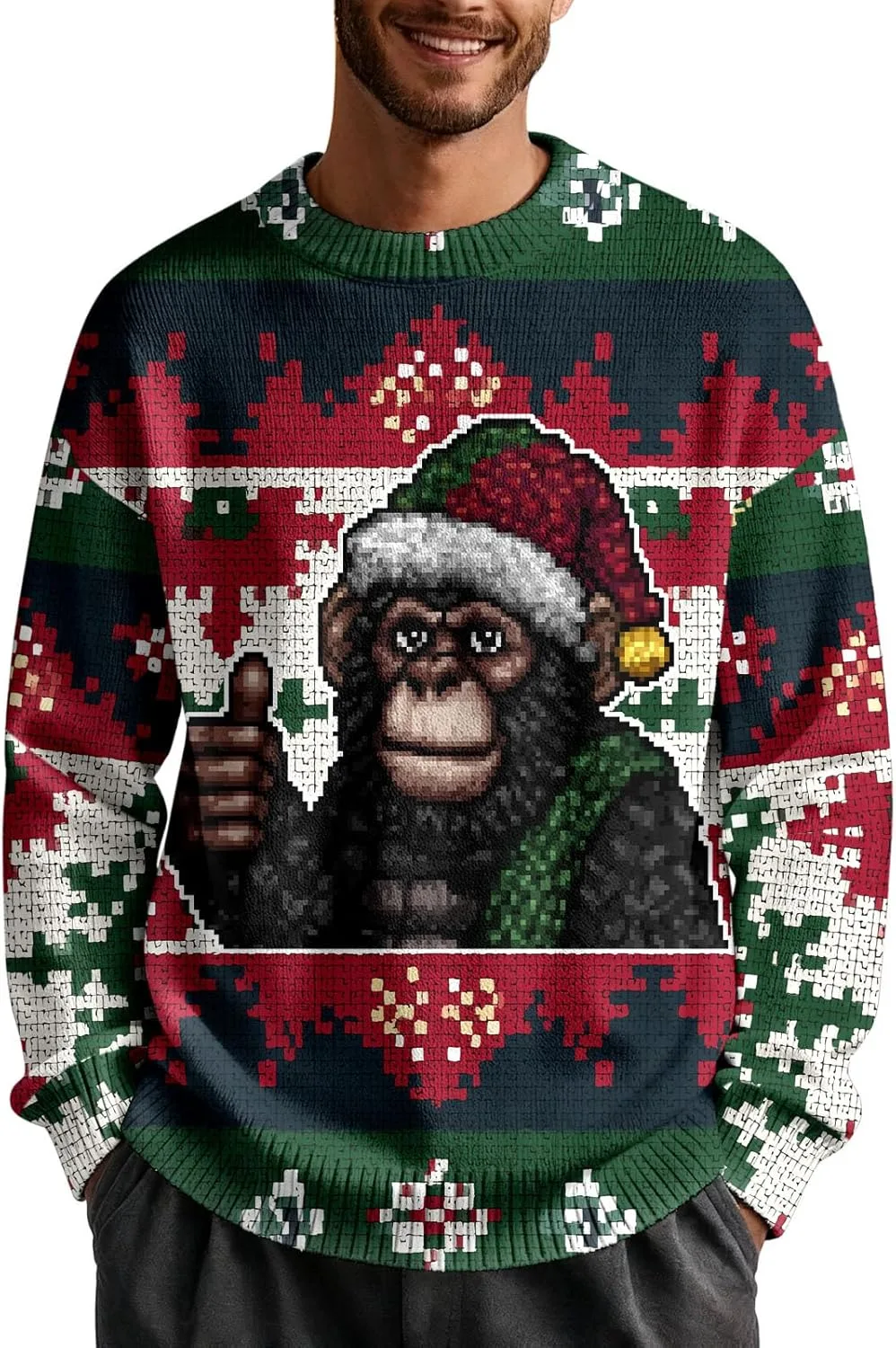 

Мужской рождественский свитер Chimpanzee Ribbed Crewneck