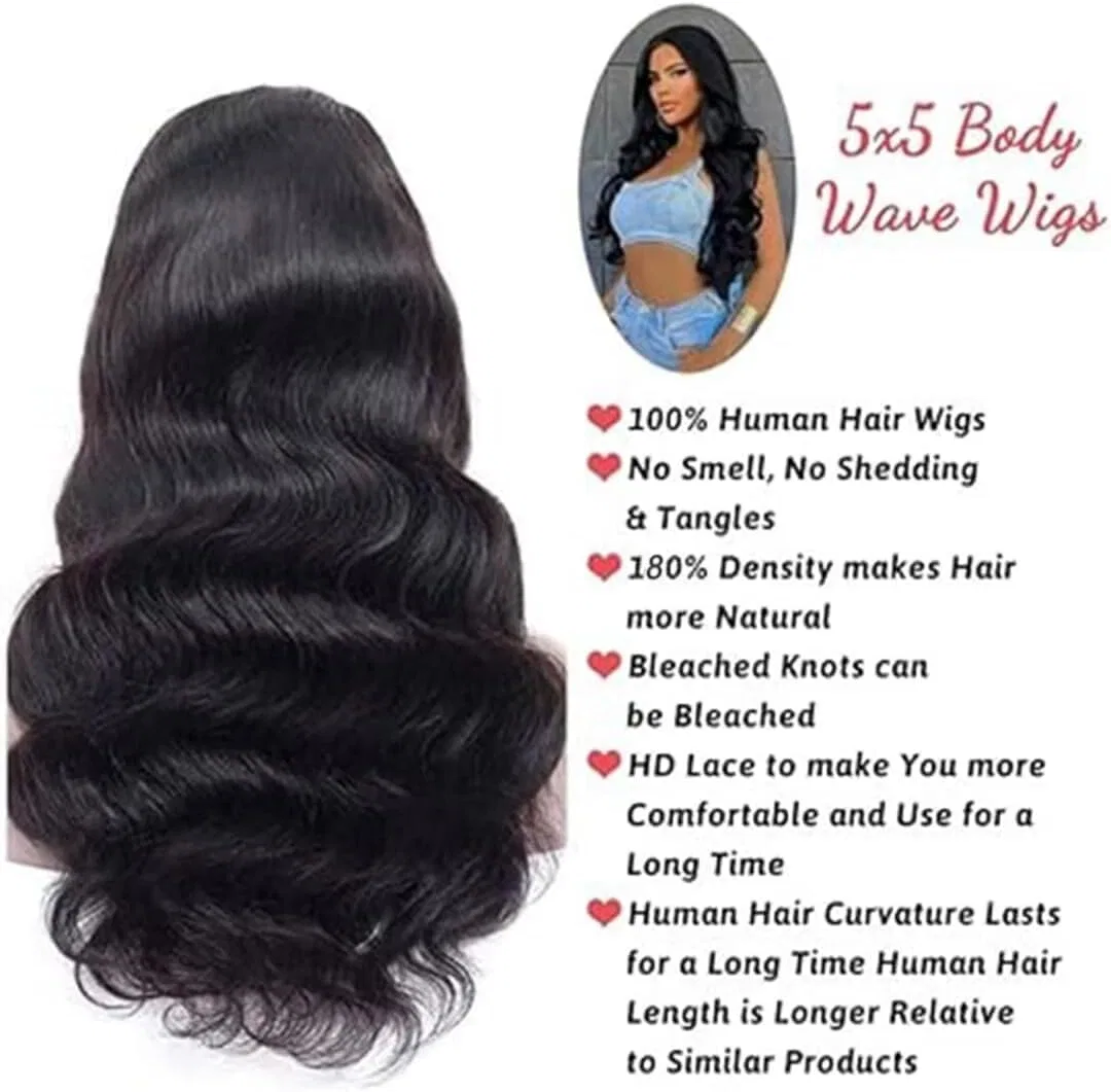 Женский парик Body Wave 5x5 HD Lace Front из бразильских волос 20 дюймов Rxy — фото 2