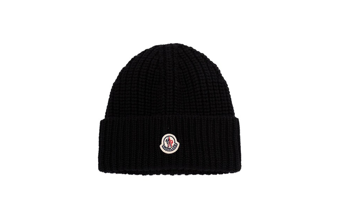 

Шапка с отворотом и нашивкой-логотипом Moncler, черный