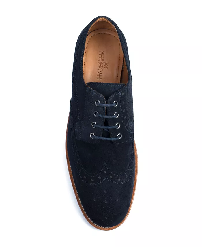Мужские кожаные оксфорды Richard Wingtip со шнуровкой Anthony Veer, синий — фото 4