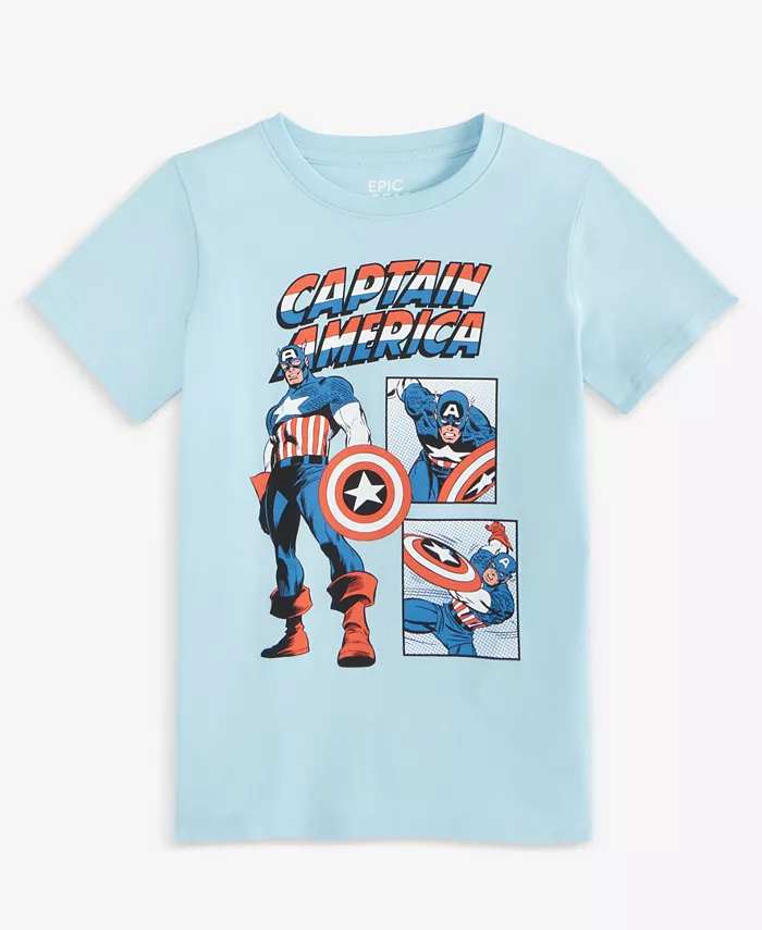 

Футболка с коротким рукавом и принтом Captain America для мальчиков Little & Big Epic Threads, синий
