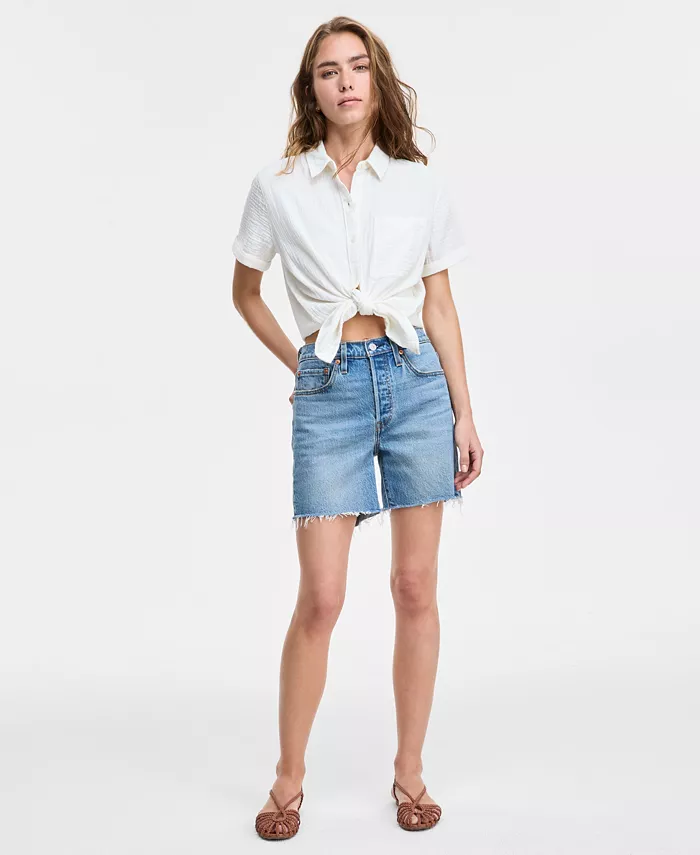

501 Миди-шорты с высокой посадкой и прямым кроем Levi's, синий