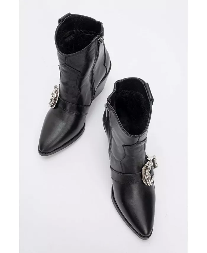 Любые кожаные ботинки с пряжкой (женские) Forever & Always Shoes, черный — фото 2