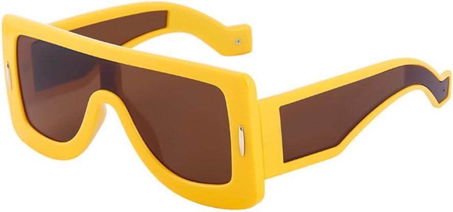 

Модные солнцезащитные очки-комбинезон большого квадратного размера для женщин, винтажные солнцезащитные очки с заклепками, сексуальные женские очки UV400 MTZJH, Yellow Brown