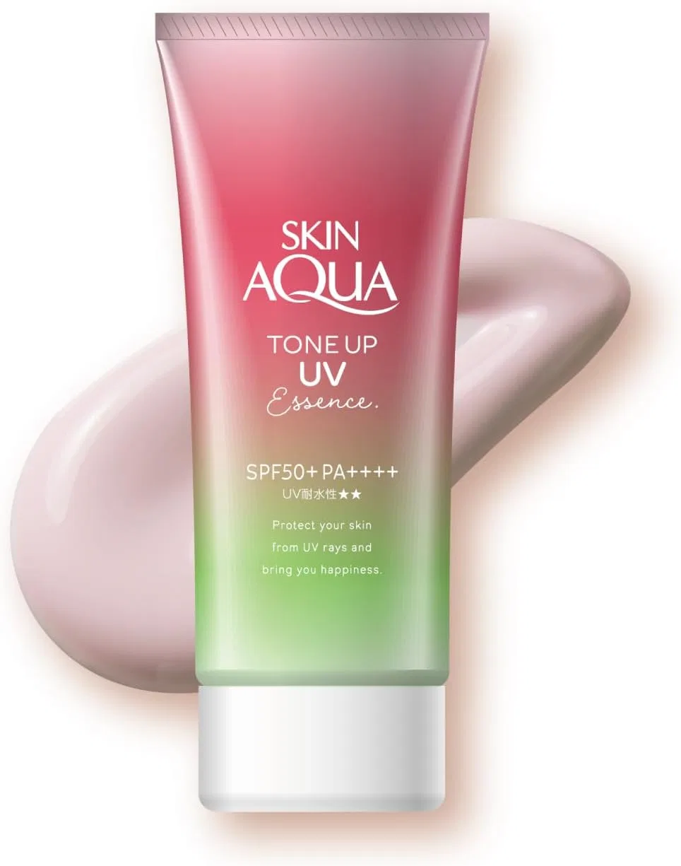 Солнцезащитный крем Skin Aqua Tone Up UV Essence Happiness Aura, розовый, 80 г