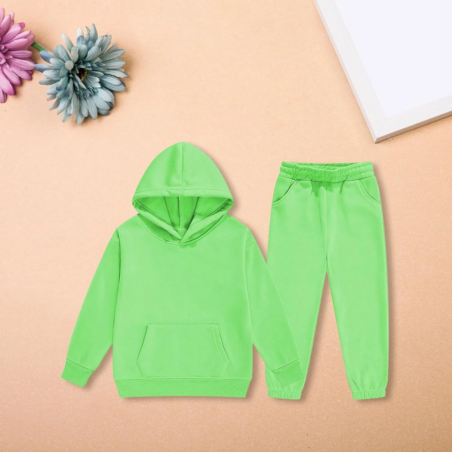 Детский спортивный костюм флисовый с капюшоном, 2 предмета, Mint Green — фото 4