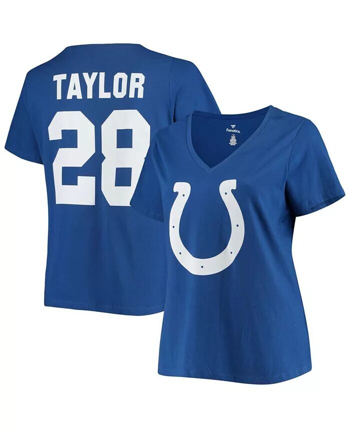 

Женская футболка больших размеров Jonathan Taylor Royal Indianapolis Colts с v-образным вырезом и номером Fanatics