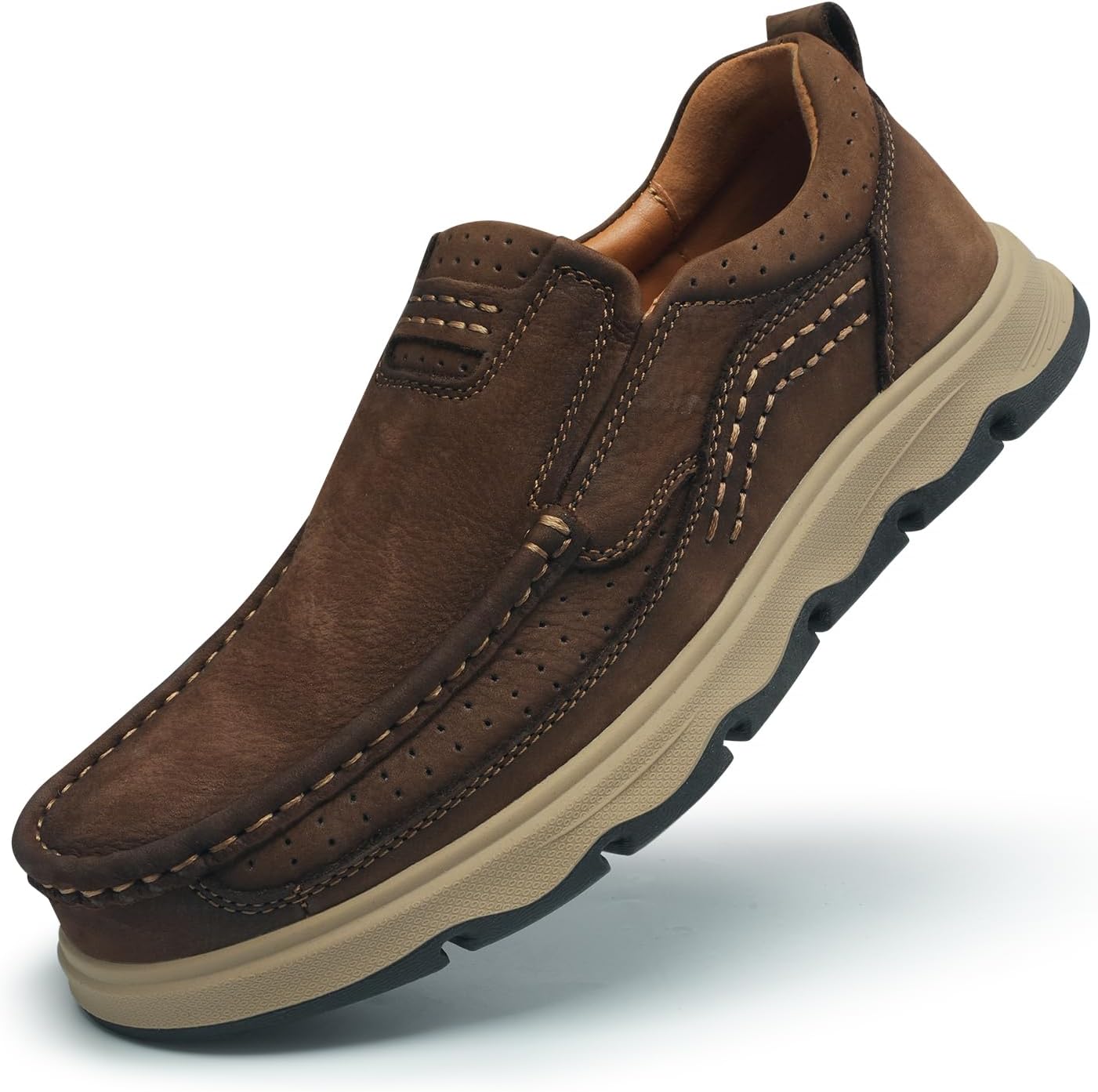 

Мужские кожаные слипоны-лоферы для повседневной носки, классические, для улицы, прогулок, походов, работы и офиса, удобные Luodenglang, темно-коричневый