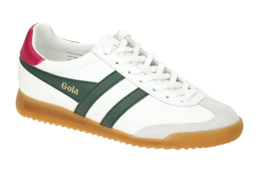 Женские кроссовки Gola Torpedo Leather, белые, зеленые, CLB622