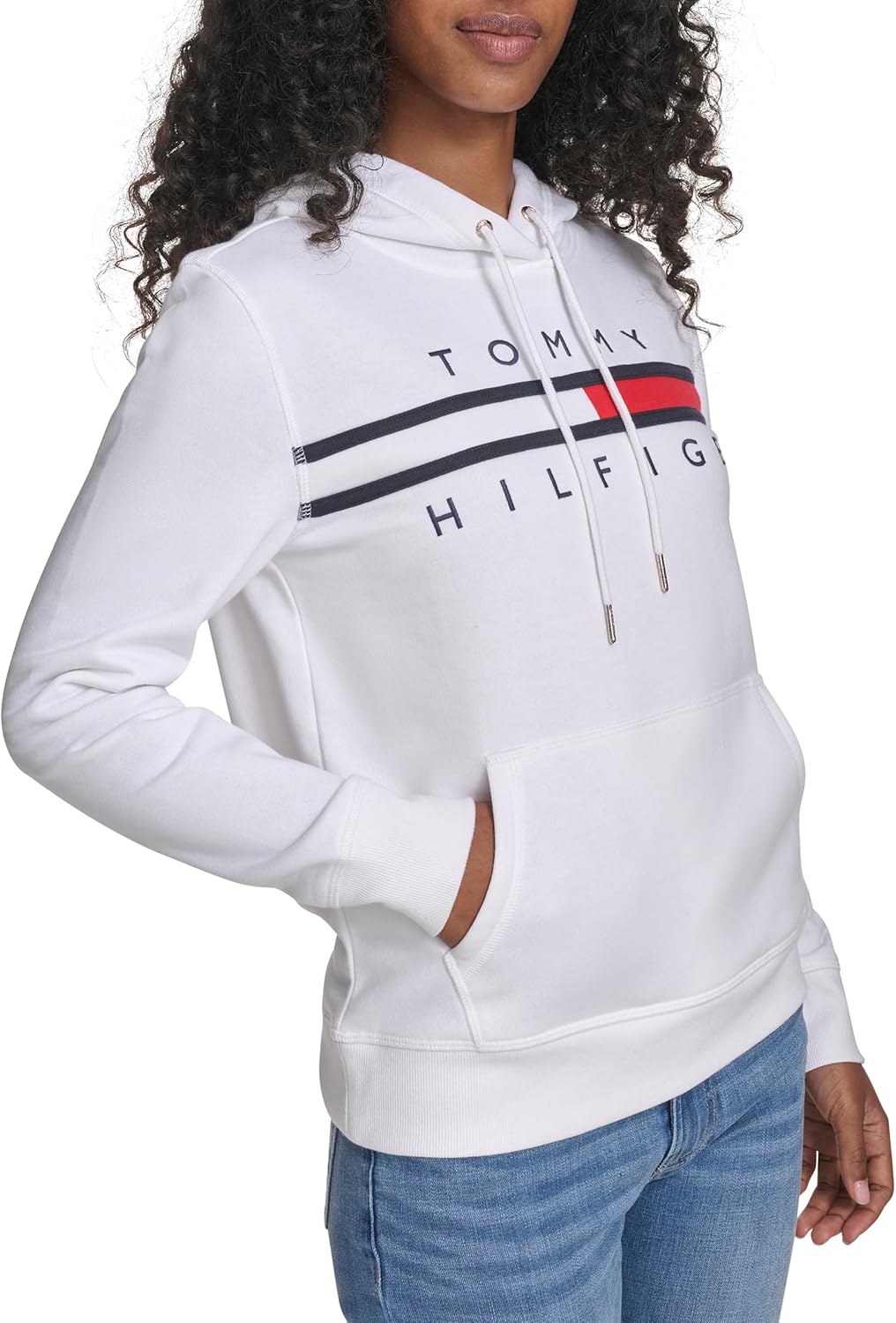 Женская флисовая мягкая толстовка с капюшоном Tommy Hilfiger, Bright White — фото 2