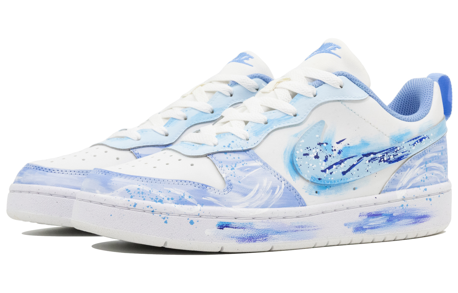 Nike Детские скейтерские кроссовки Court Breathable Lightweight Cushioning Low Top Blue White для подростков — фото 4