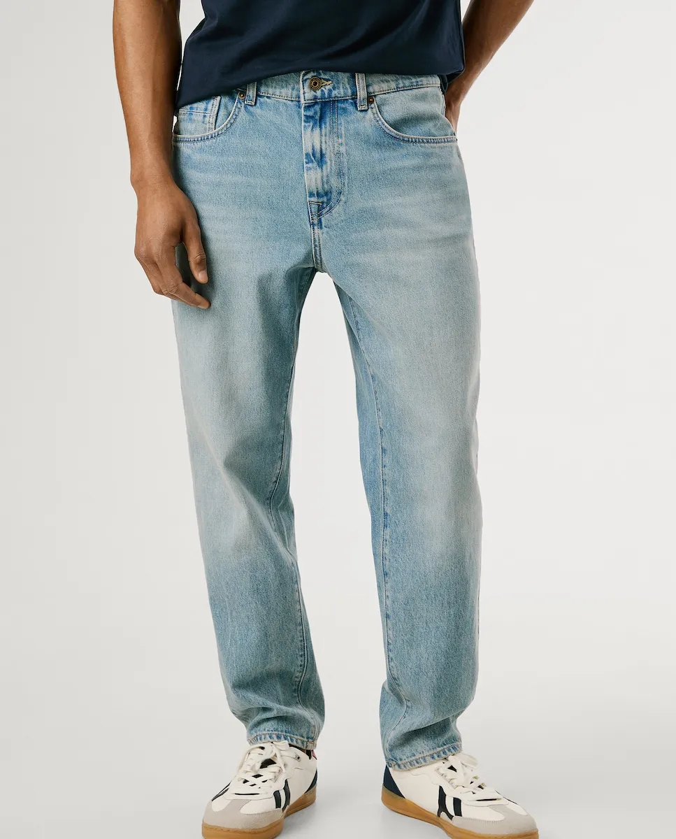 

Мужские джинсы Camden сужающиеся к низу с эффектом износа Pepe Jeans, светло-голубой