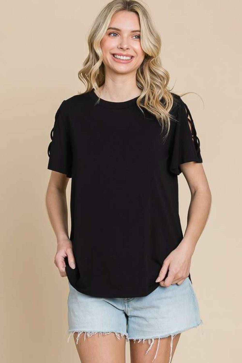 

Футболка с круглым вырезом и короткими рукавами FASHNZFAB, черный