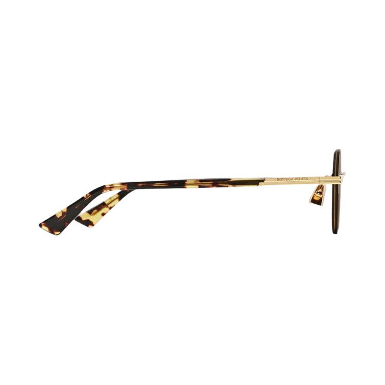 Топ Bottega Veneta Gold Round Sunglasses, Gold/Brown — фото 3