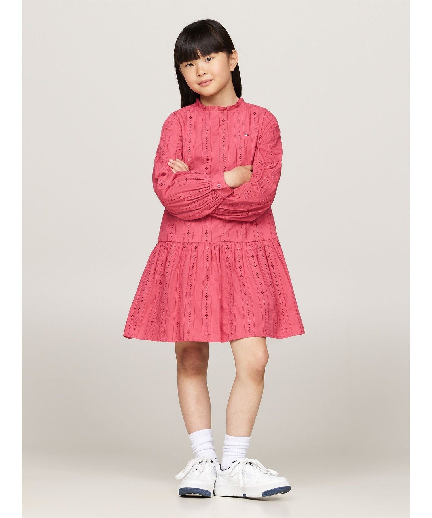 (K) Платье с вышивкой TOMMY HILFIGER Hilfiger с длинными рукавами, Pink