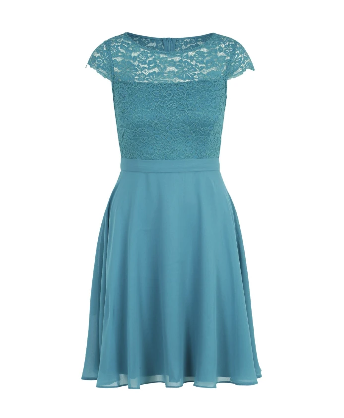 

Мини-Платье из шифона с кружевным верхом Vera Mont, синий