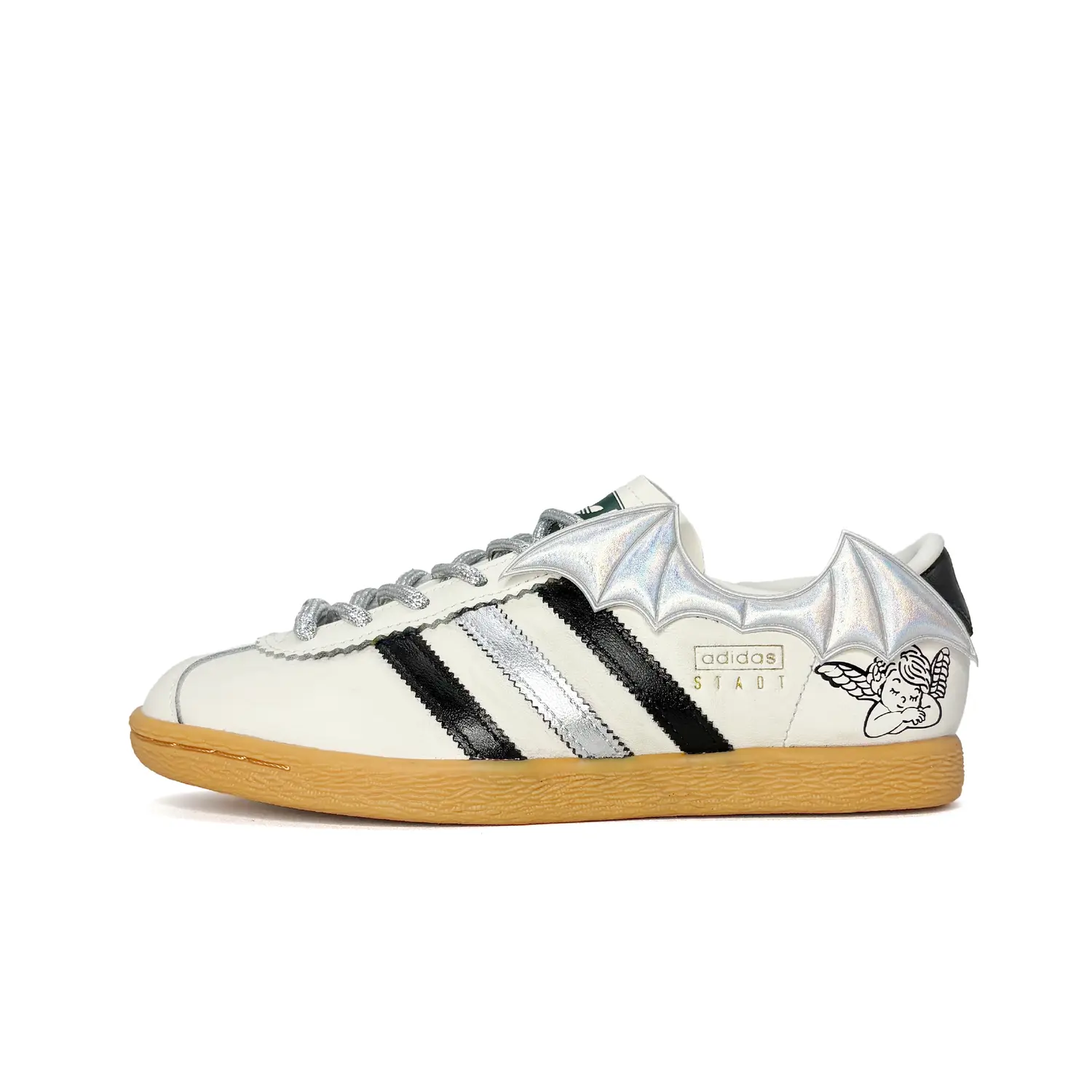 

Adidas Originals Кроссовки Stadt Silver Black Angel с износостойким верхом, низкие, немецкая армия, унисекс, бежевые