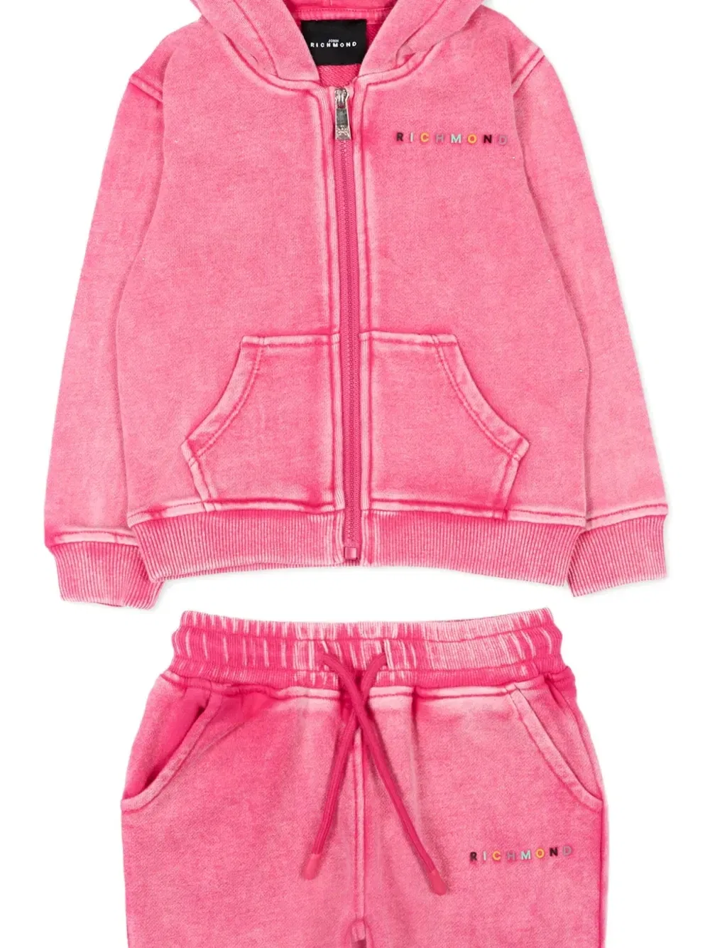 Спортивный костюм на молнии с капюшоном John Richmond Junior, розовый — фото 3