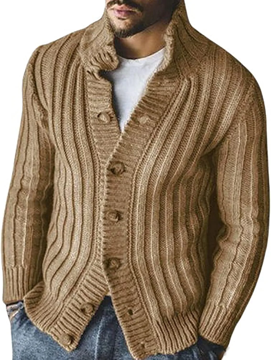 

Винтажный кардиган для мужчин Cable Knit с пуговицами Homisy