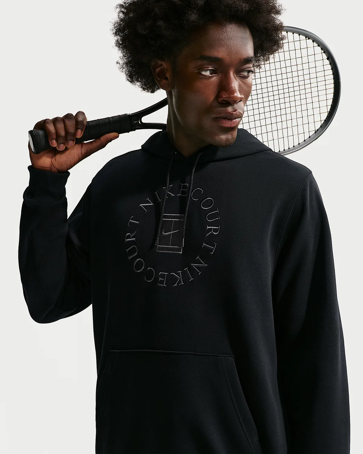 Мужская теннисная худи-пуловер NikeCourt Heritage Dri-FIT French Terry, Black/Anthracite — фото 3
