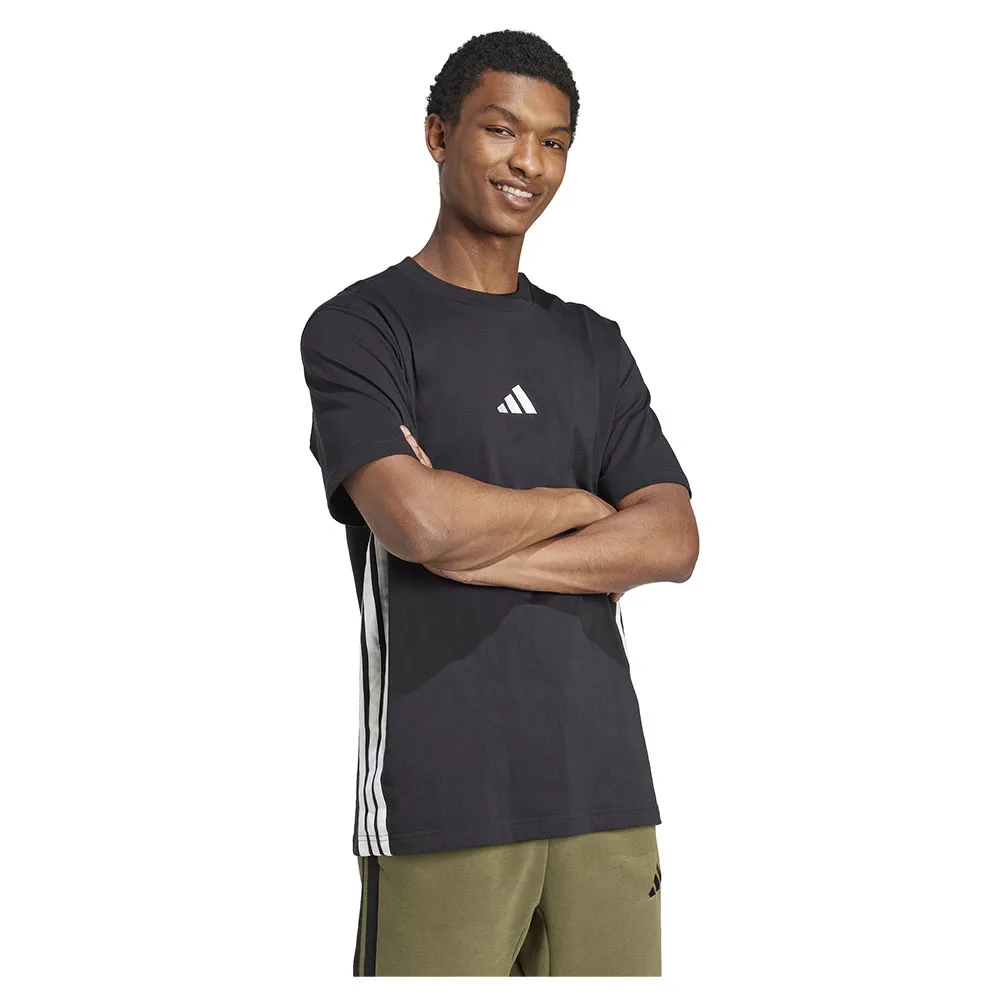 Футболка adidas Essentials 3 Stripes Single Jersey, черный — фото 4