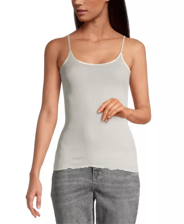 

Майка из чистого шелка на тонких бретельках Oscalito, бежевый