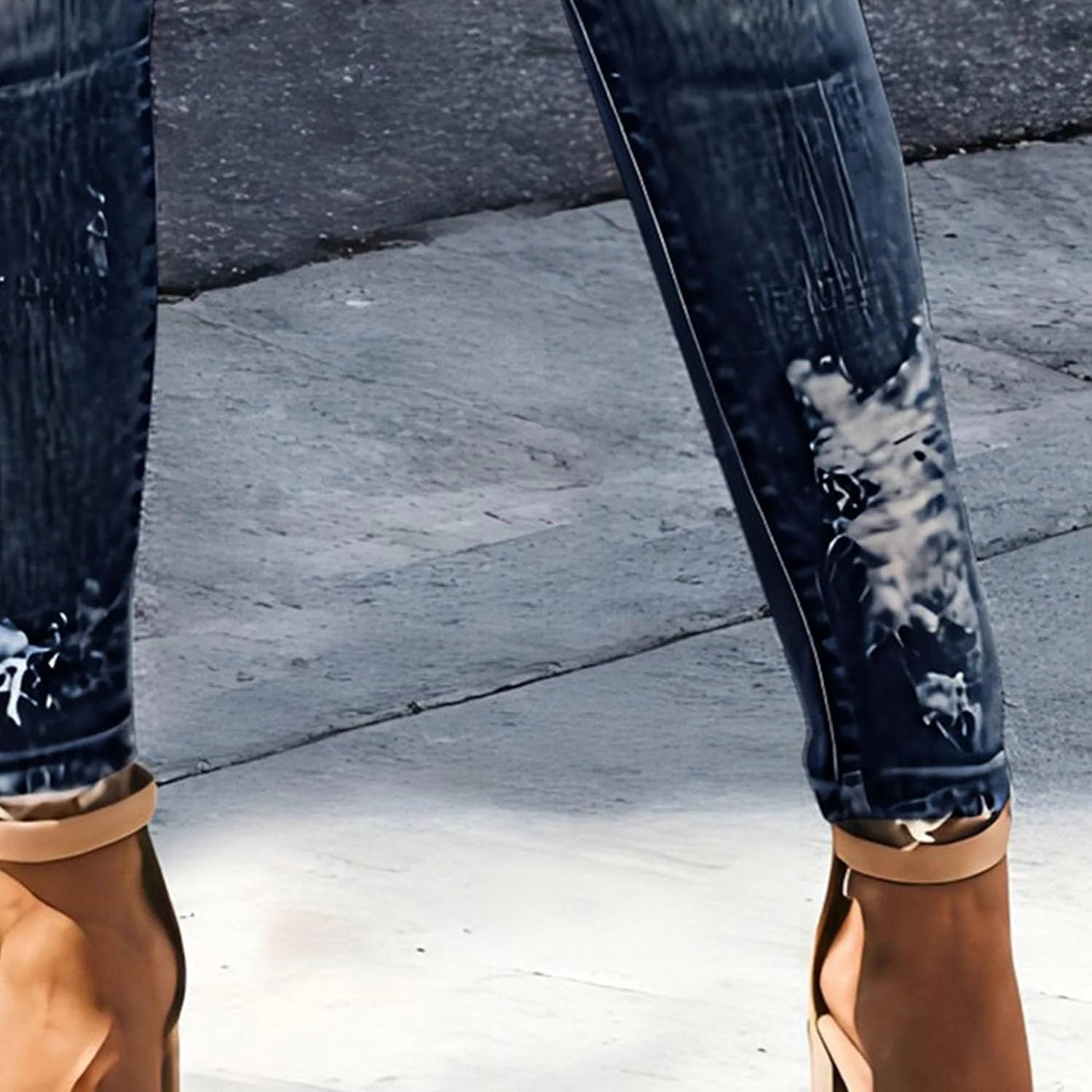 Модные джинсы для женщин 2025 skinny ripped distressed stretchy — фото 4