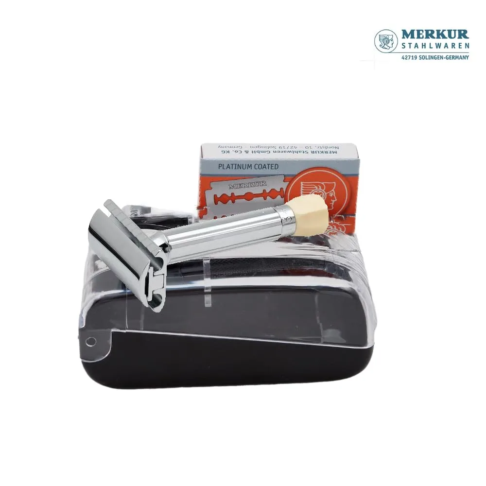 Безопасная бритва MERKUR с короткой ручкой и 10 лезвиями. 1 штука (1 шт.), Silver — фото 3