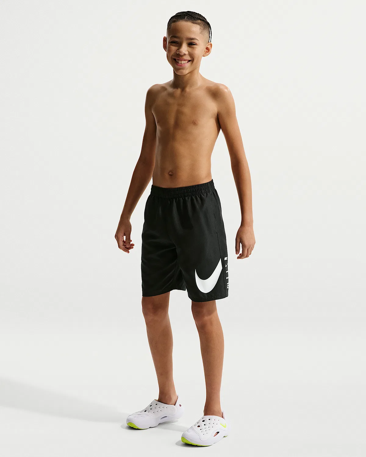 Детские (мальчиковые) плавки Nike Swim Breaker 7" с боксерской подкладкой, Black/Black/Black/White
