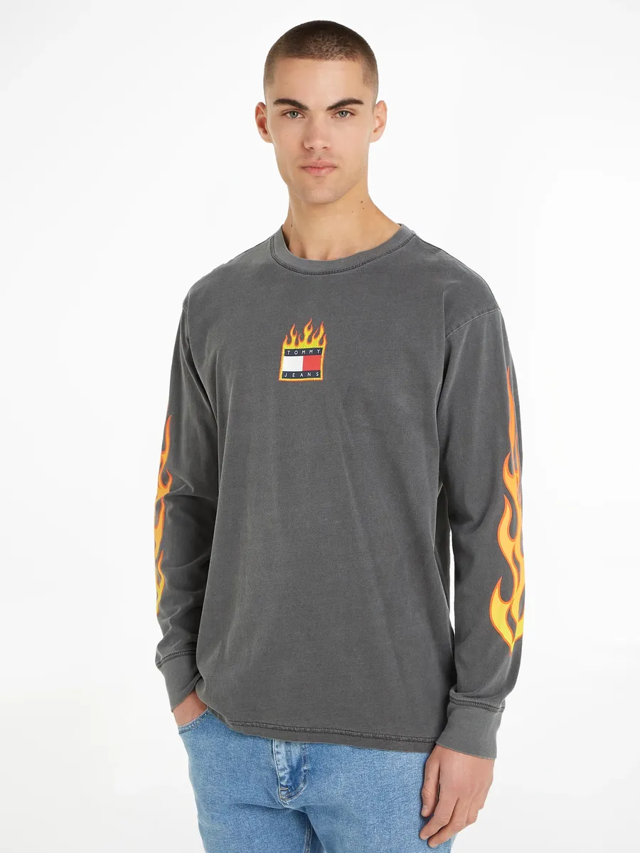 

Рубашка с длинными рукавами Tommy Jeans "TJM L/S BURNING BADGE TEE", цвет New Charcoal