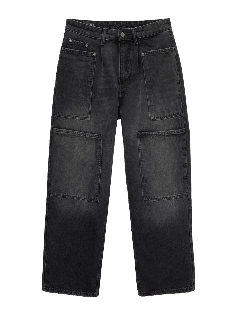

Широкие джинсы-карго Pull&Bear, черный деним