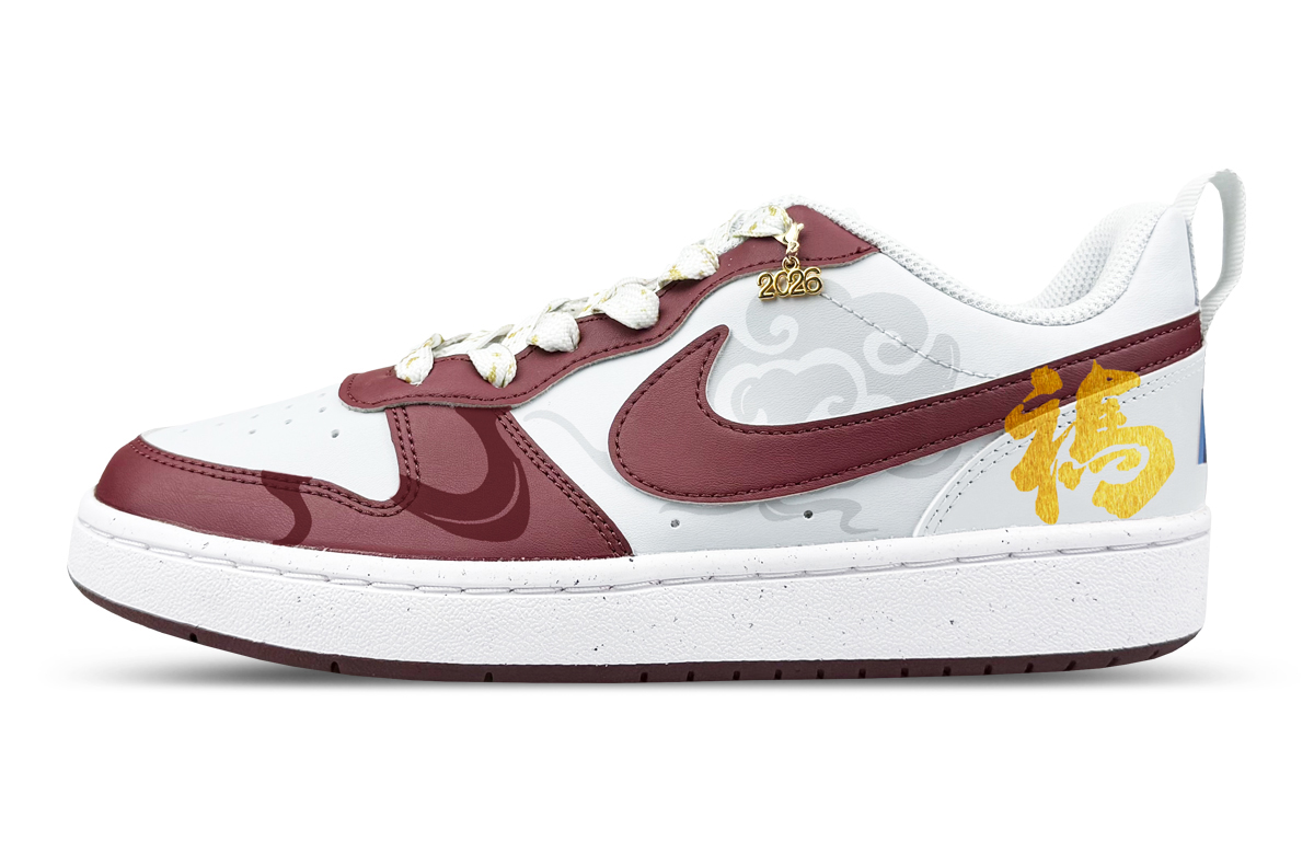 

Nike Детские противоскользящие и износостойкие низкие кеды для скейтбординга Court Borough, бордовые, унисекс