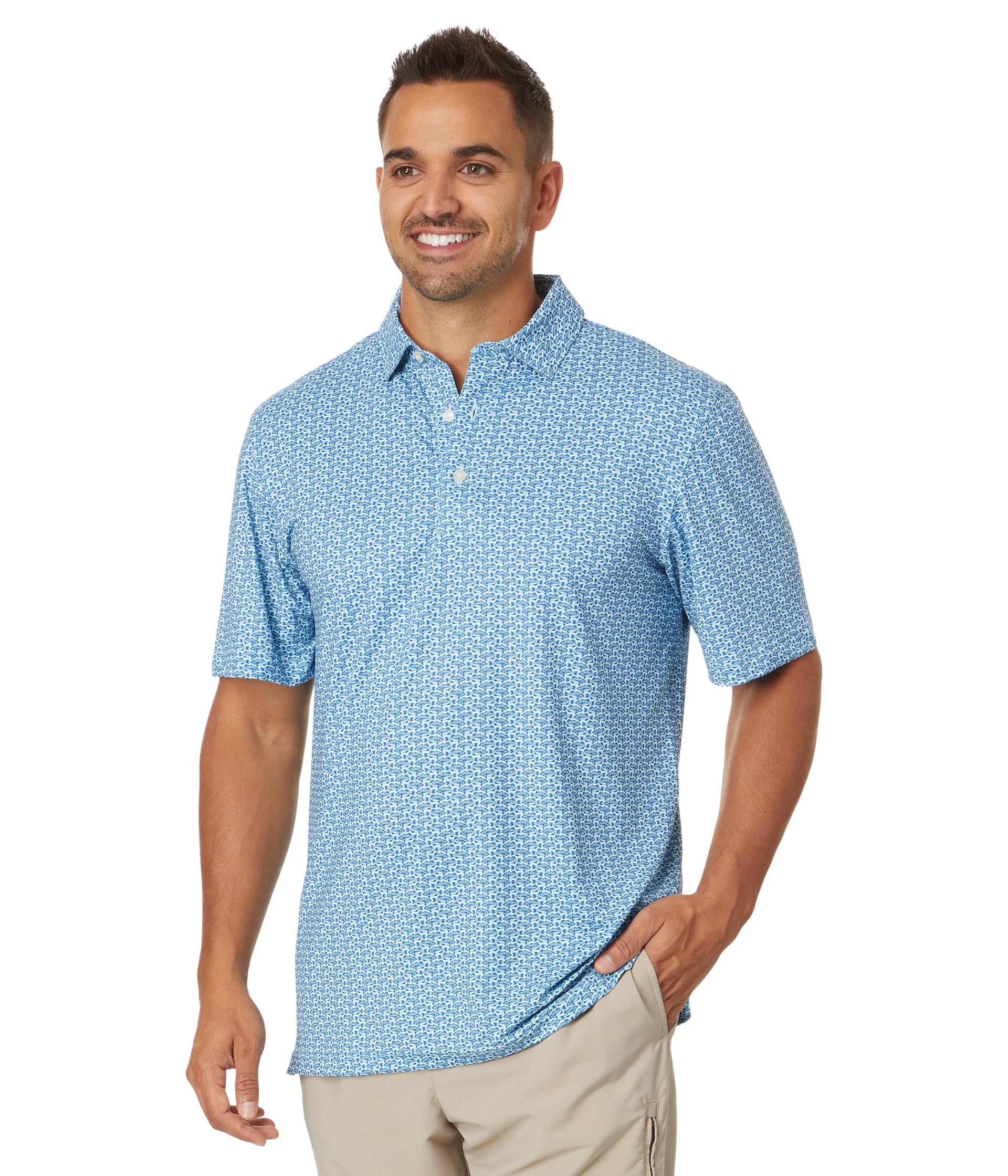 

Поло Vineyard Vines Short, цвет Bass Micro/BC Blue