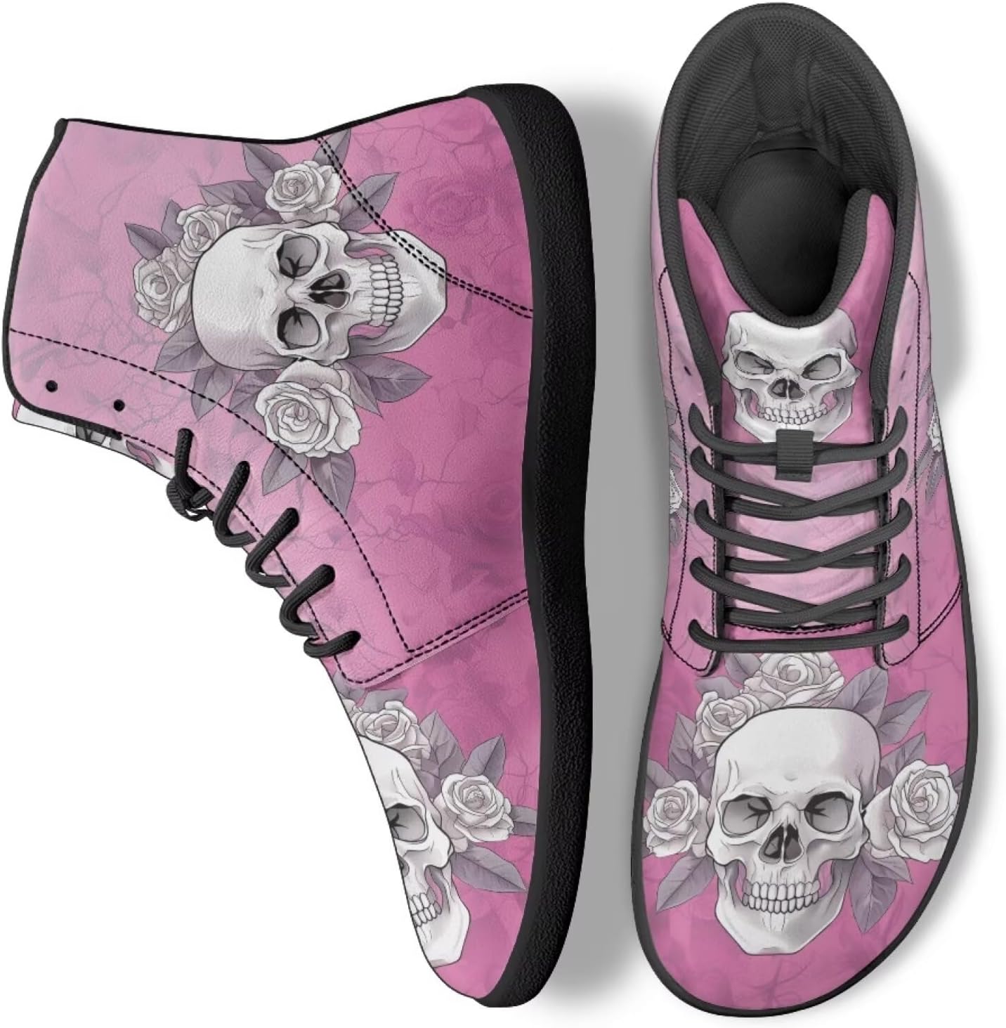 

Кроссовки JoyLamoria Skull Platform, повседневные высокие кроссовки на шнуровке, хип-хоп готические кожаные туфли, черные