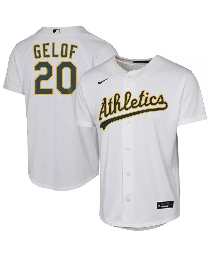 

Белая реплика игровой футболки Zack Gelof для старших мальчиков и девочек в стиле домашней формы Athletics Nike