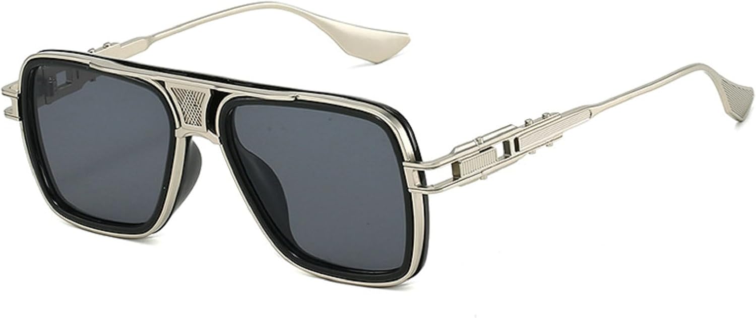 

Винтажные солнцезащитные очки Melrose для женщин и мужчин, с синим градиентом, в стиле панк, с металлической оправой, для рыбалки и вождения, с защитой от УФ-излучения UV400, модель 3651, Silver Black