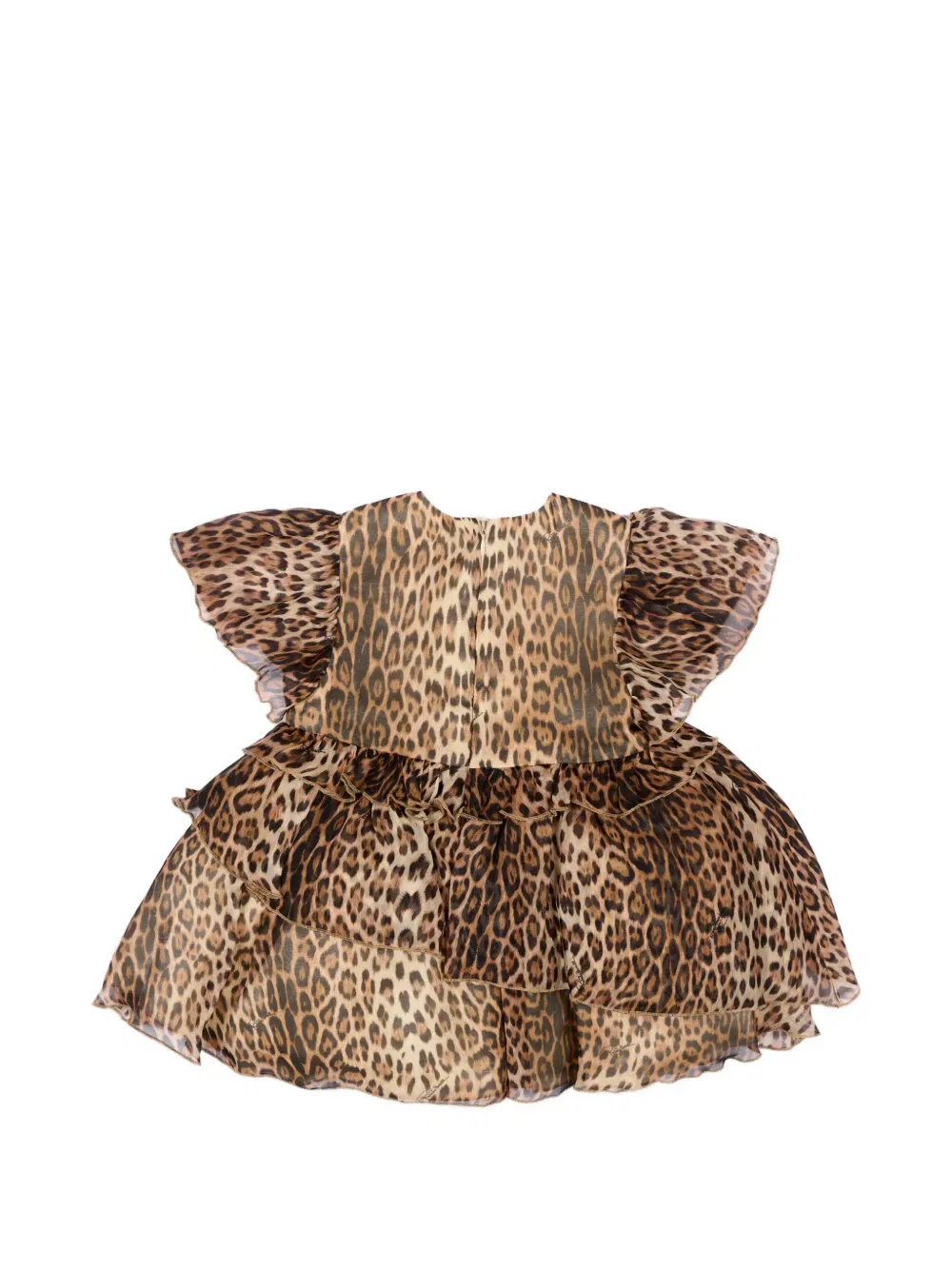 Платье с оборками и леопардовым принтом Roberto Cavalli Junior, нейтральный — фото 2