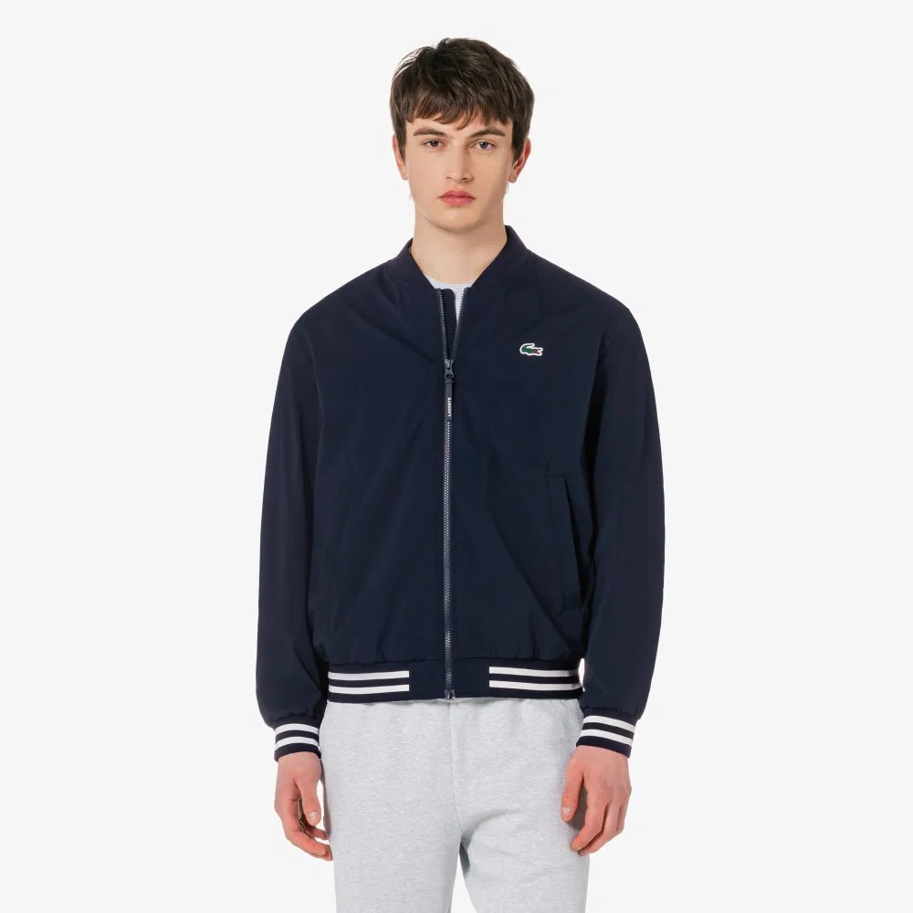 Мужская весенняя куртка-бомбер тёмно-синяя от Lacoste — фото 4