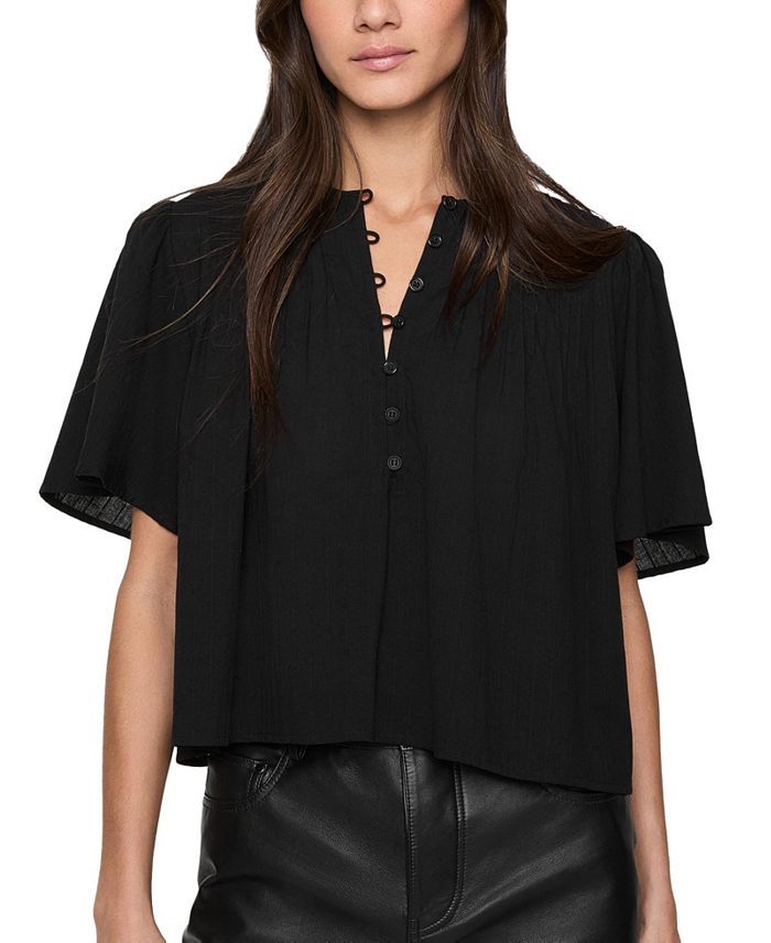 

Ли Блузка с коротким рукавом и плиссировкой Rebecca Minkoff, черный
