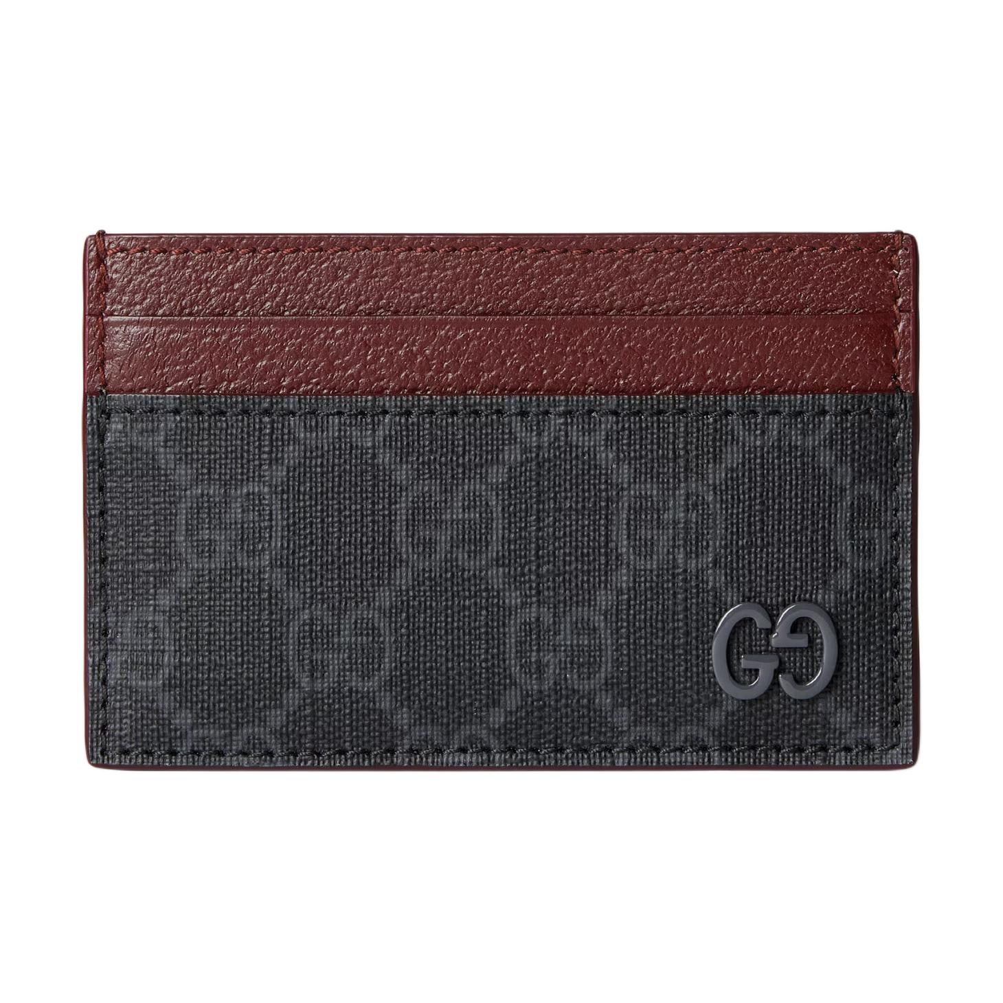 

Кардхолдер из холста с кожаной отделкой мужской черный и бордовый GUCCI