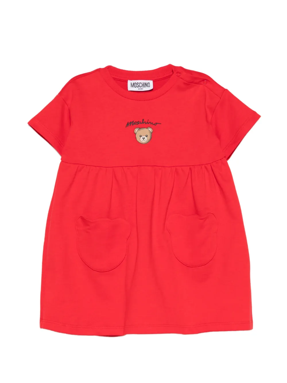 

Платье с круглым вырезом и карманом Moschino Kids, красный