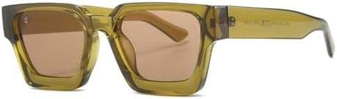 

Квадратные солнцезащитные очки для женщин и мужчин, модные солнцезащитные очки в винтажном стиле, панк, маленькие очки, оправа, защита от УФ-излучения UV400 MTZJH, Olive Green Brown