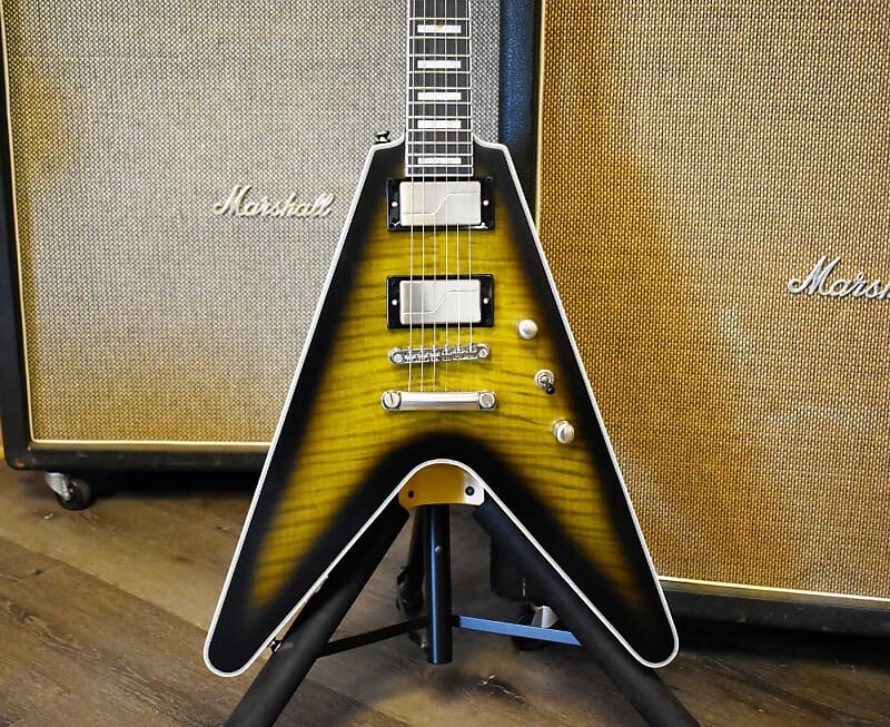 

Электрогитара Epiphone Flying V Prophecy Electric Guitar Yellow Tiger Aged Gloss