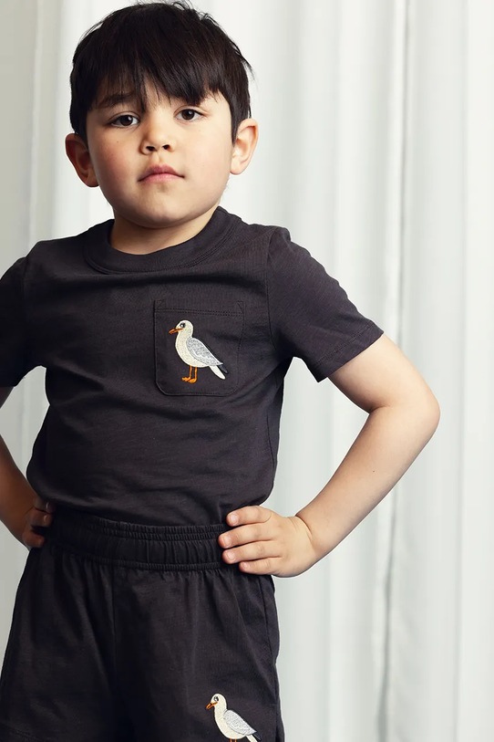 

Детская хлопковая футболка Seagull Mini Rodini, черный