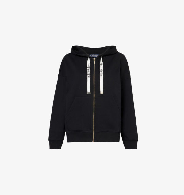 

Толстовка с капюшоном из хлопковой смеси с логотипом и завязкой Jour S Max Mara, черный