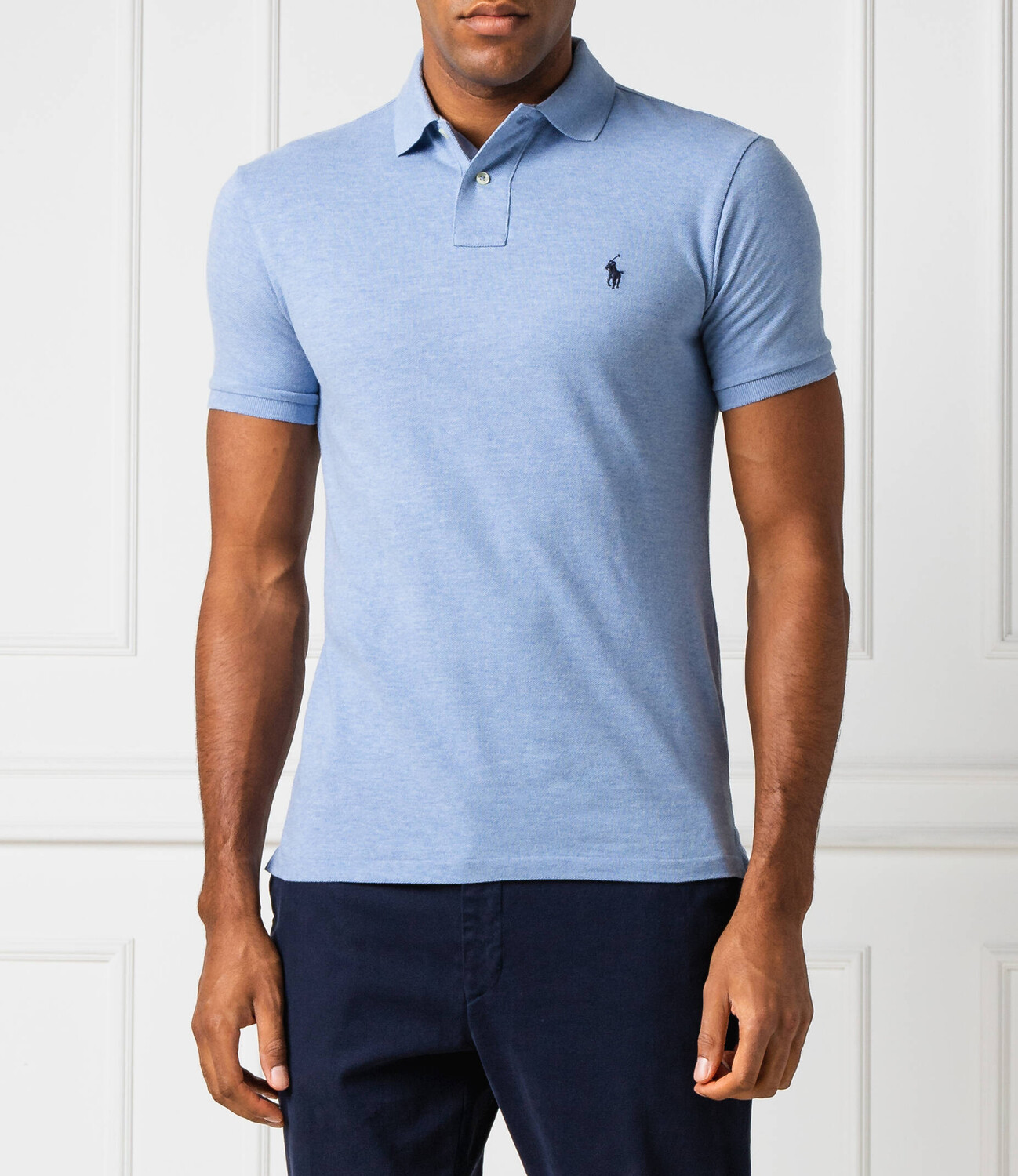 

Поло POLO RALPH LAUREN slim fit basic mesh, небесно-голубой