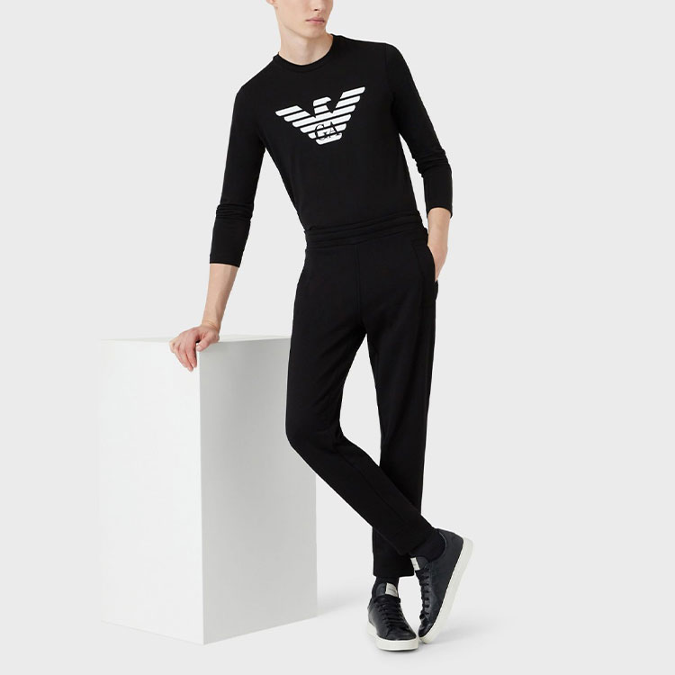 Джемпер из пике-джерси с логотипом EMPORIO ARMANI, черный — фото 4