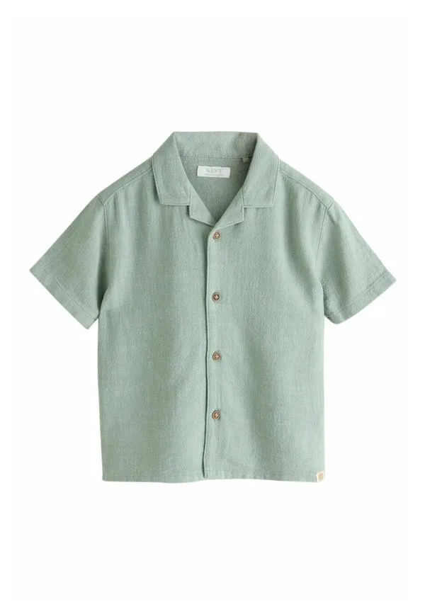 Рубашка прямого кроя с короткими рукавами и отложным воротником. Next, Sage Green