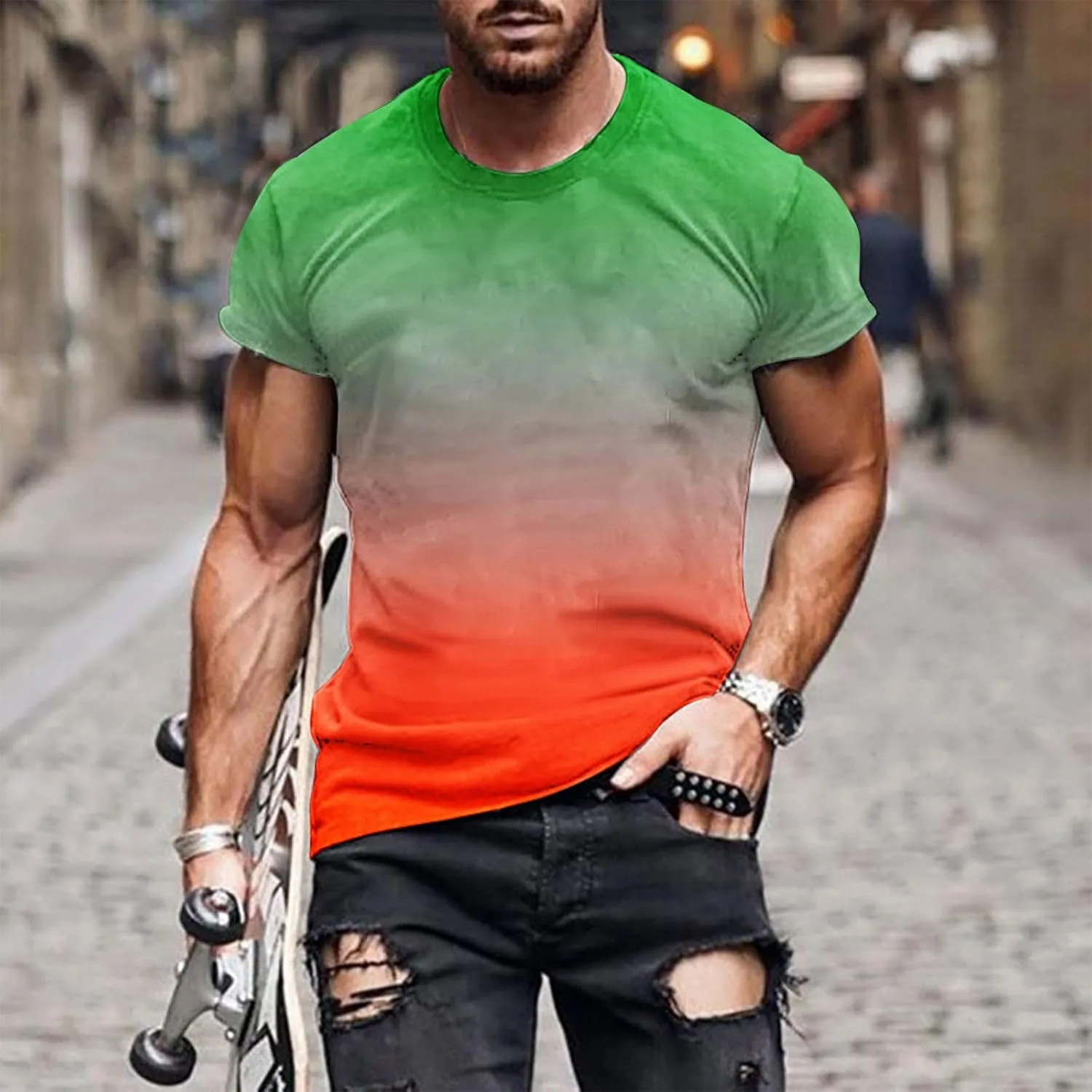 Мужская футболка Casual с градиентом, короткий рукав, Regular Fit — фото 2
